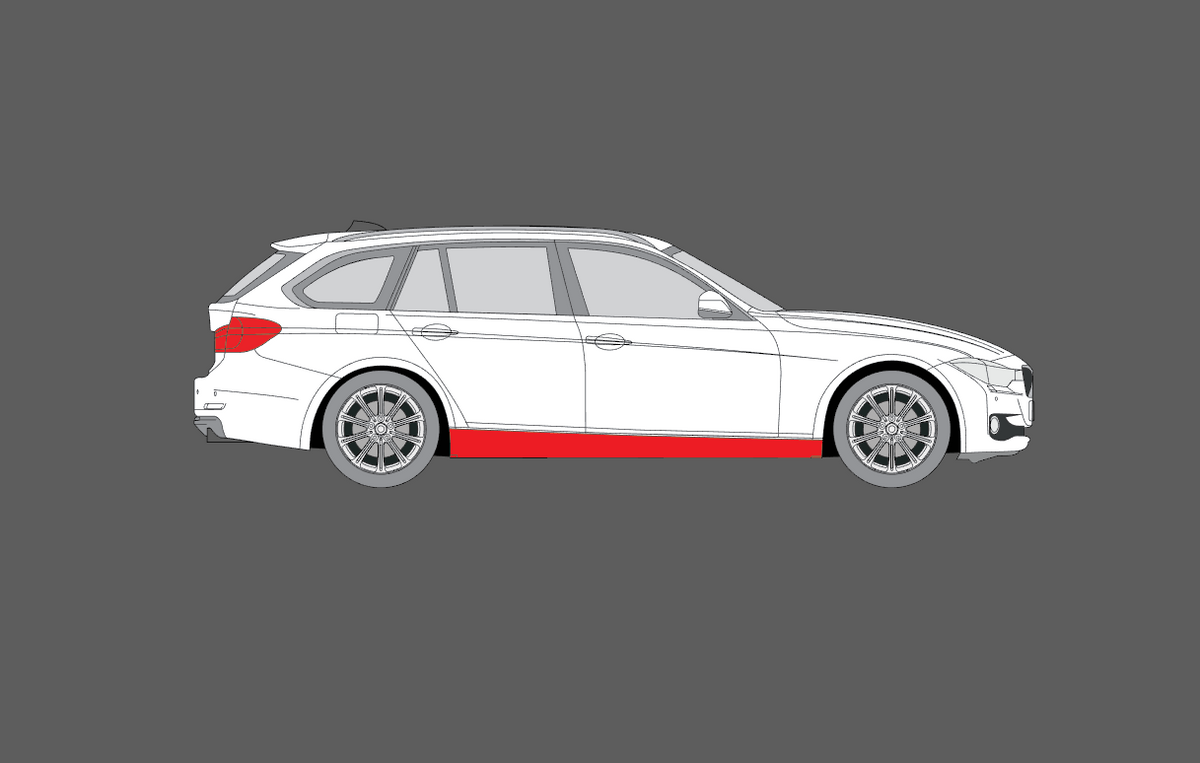 BMW 3-Series M-Sport (Type F30 F31) 2012-2019, Side Sill Skirt Trims CLEAR Paint Protection