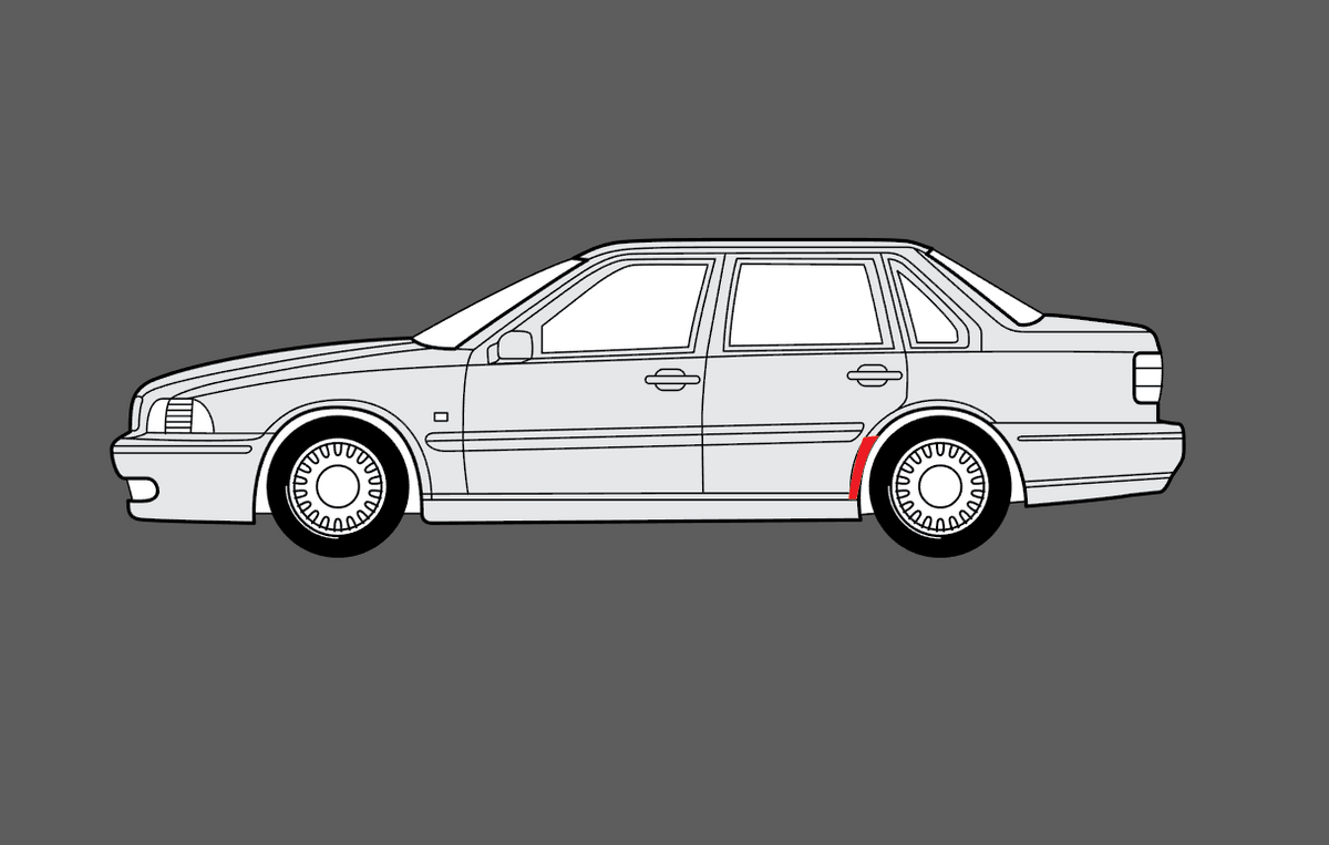 Volvo S70 1996-2000, Rear QTR / Wing Arch CLEAR Paint Protection
