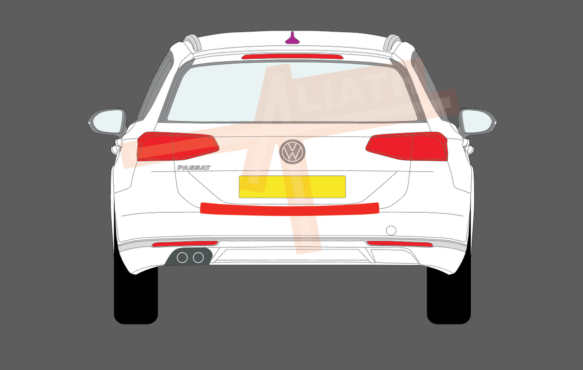 Volkswagen Passat Estate (Type B8) 2015-2020, Rear Bumper BLACK Scratch Protection
