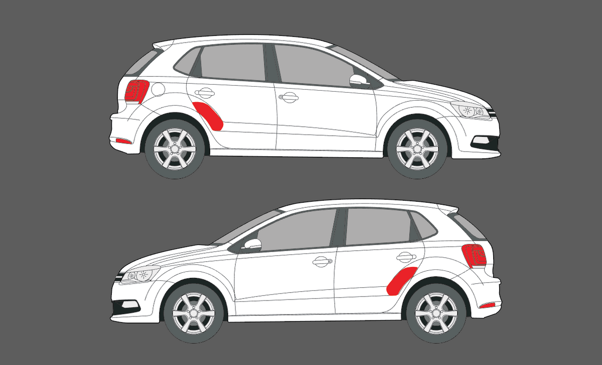 Volkswagen Polo 5 door (MK5) 2009-2017 , Rear Door Arch CLEAR Paint Protection