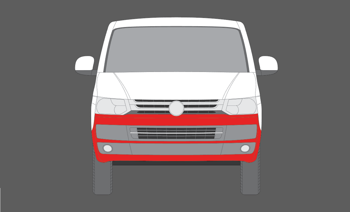 Volkswagen Caravelle (Type T6) 2016-, Front Bumper (1 Piece) CLEAR Paint Protection
