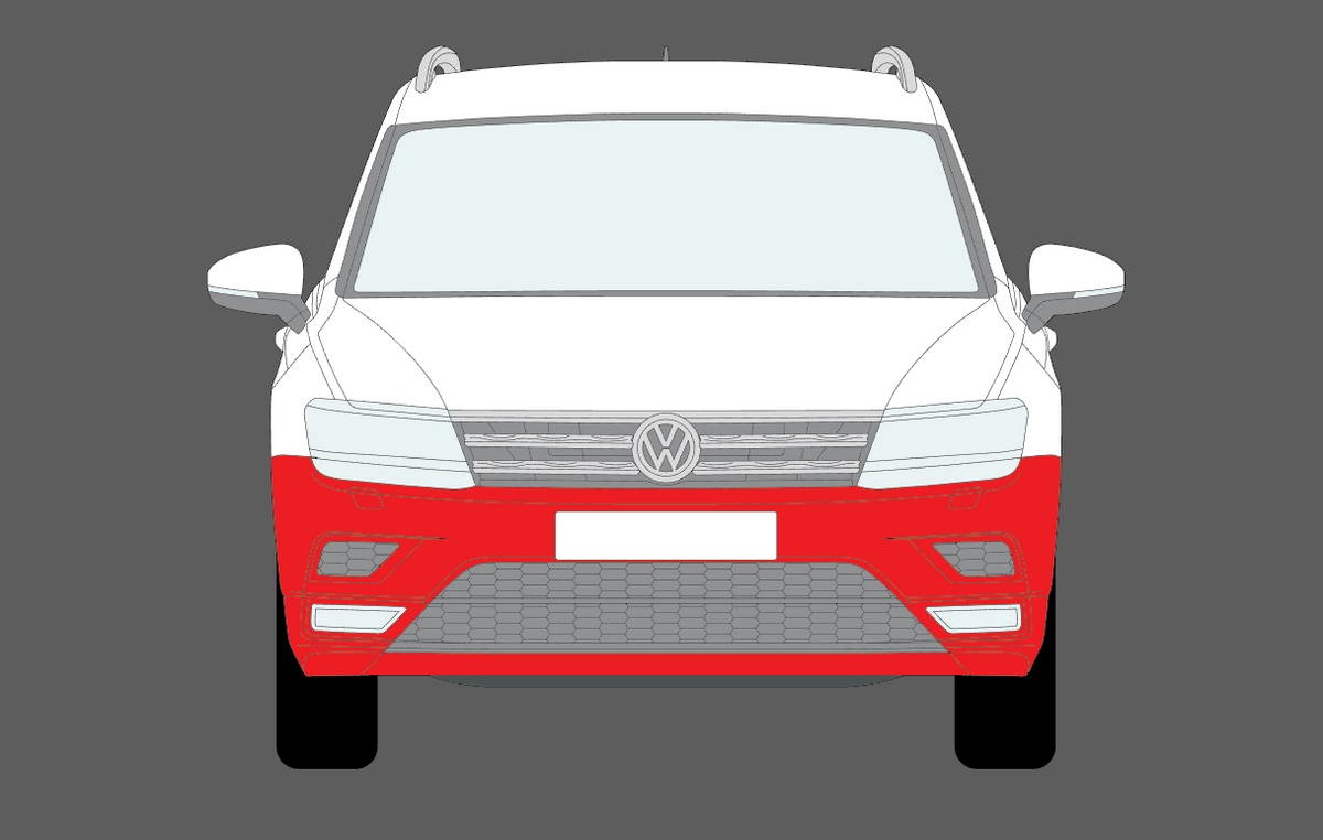 Volkswagen Tiguan R 2012-2016, Front Bumper CLEAR Paint Protection